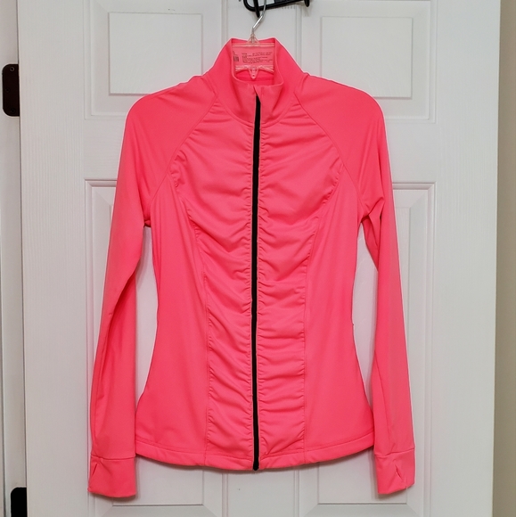 VSX Jackets & Blazers - Sm VSX Victoria's Secret Running Athletic Zip Jacket Hot Pink Pockets Thumb Hole